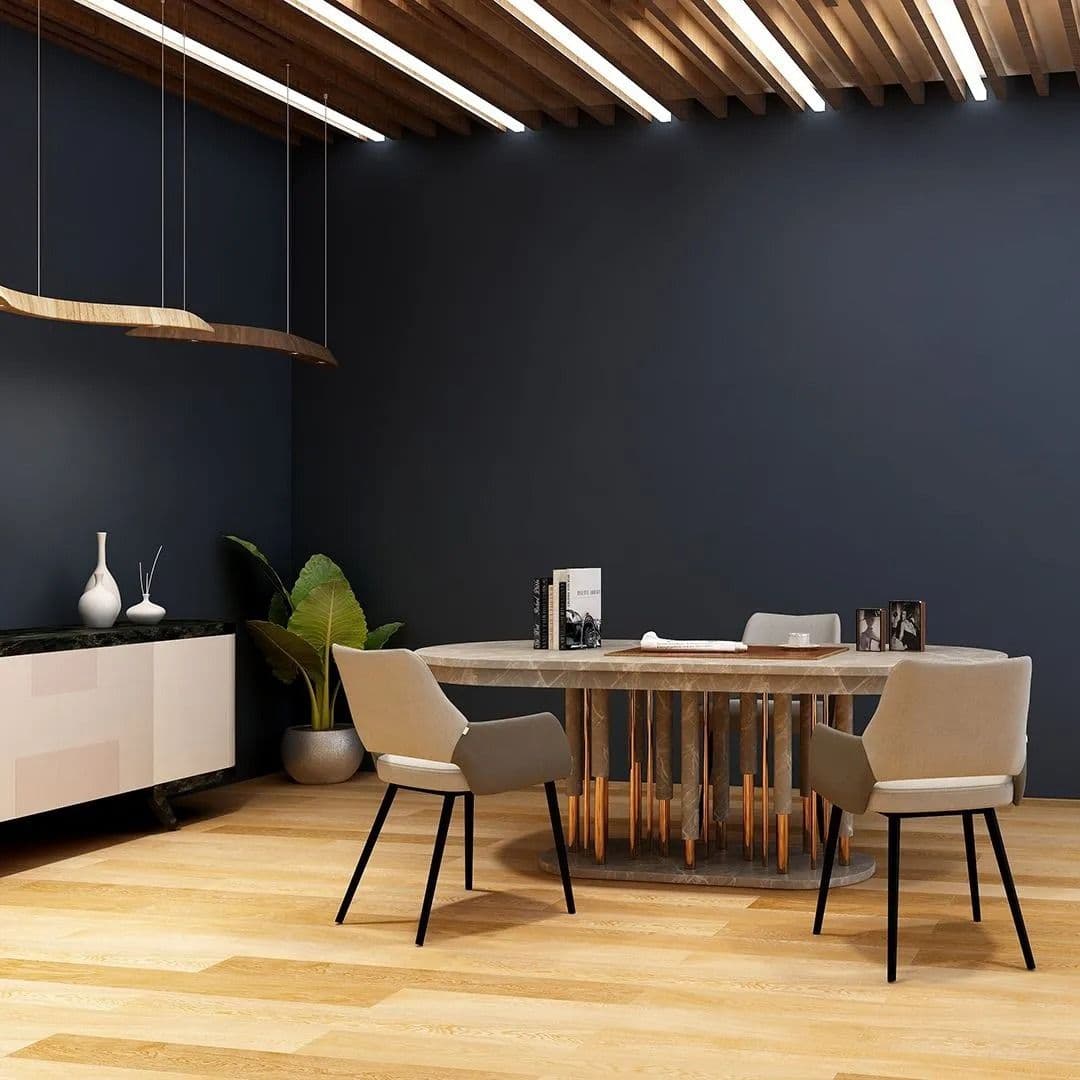 dark blue painted room